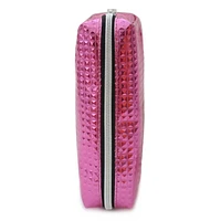 Pen+Gear Metallic Pink Pencil Pouch with Diamond Embossed Pattern