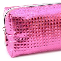 Pen+Gear Metallic Pink Pencil Pouch with Diamond Embossed Pattern