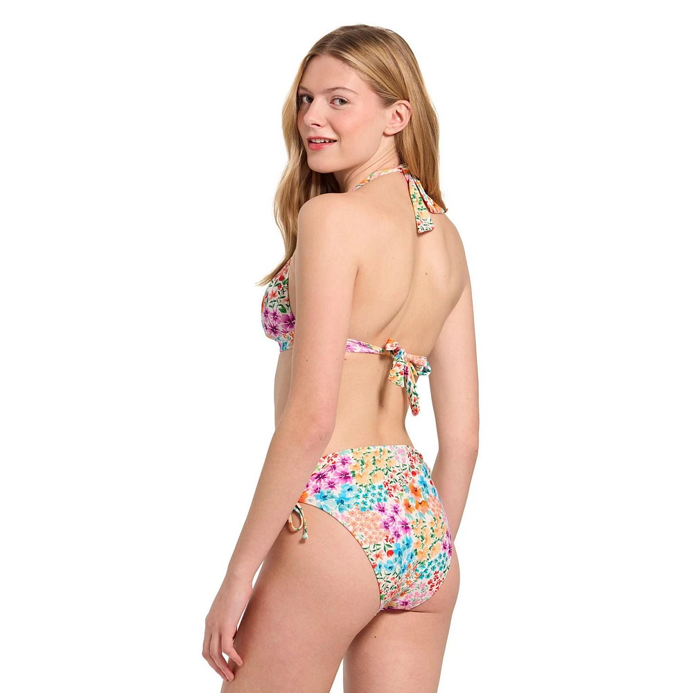 Summer Flirtt Maillot de bain bikini taille haute à imprimé floral pour femme, avec attaches latérales
