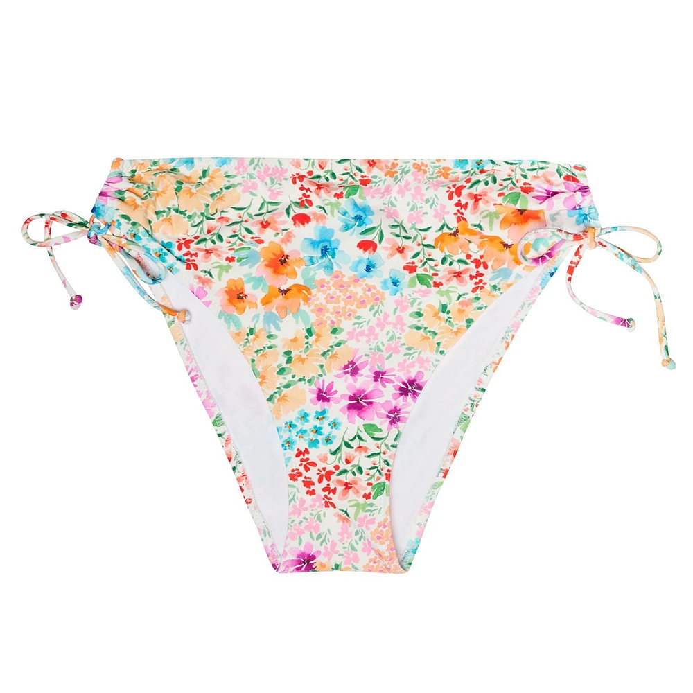 Summer Flirtt Maillot de bain bikini taille haute à imprimé floral pour femme, avec attaches latérales