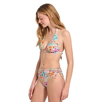 Summer Flirtt Maillot de bain bikini taille haute à imprimé floral pour femme, avec attaches latérales