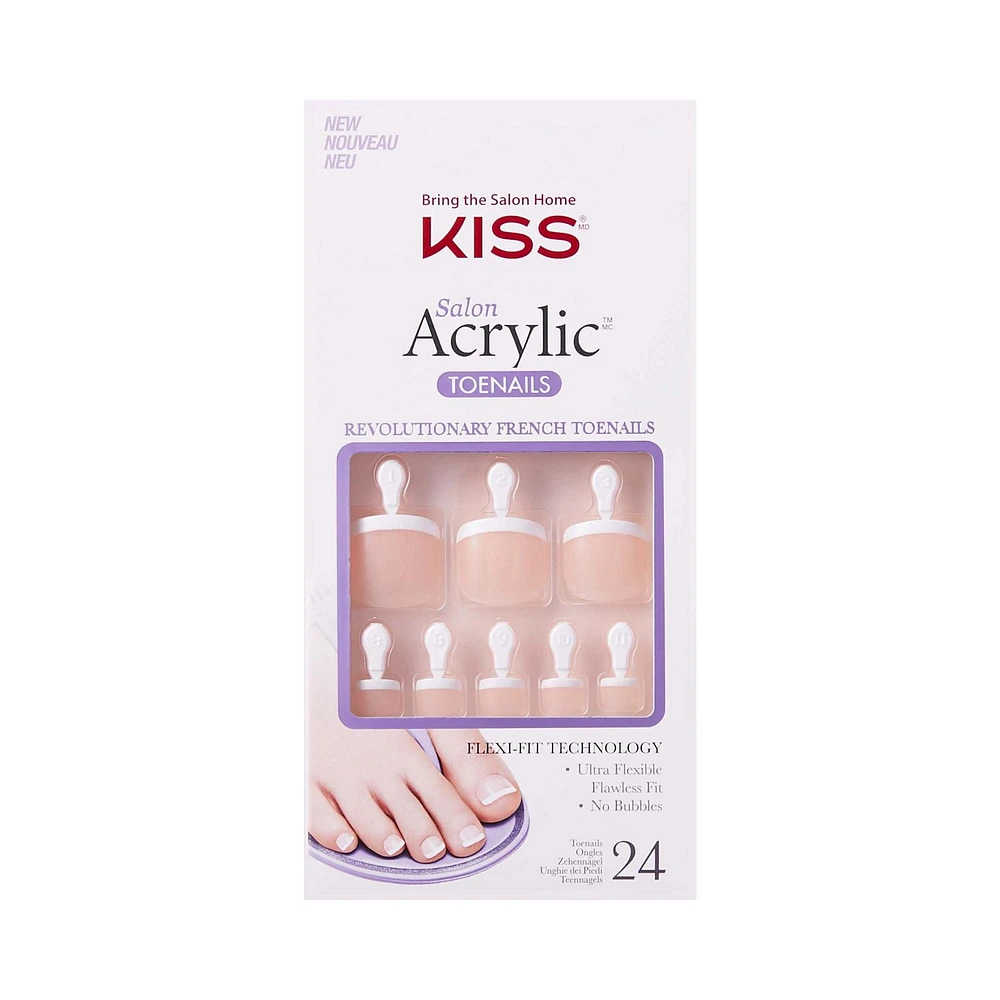 KISS Salon Acrylic - French Toe Nail - Fake Nails, 28 Count, French toe