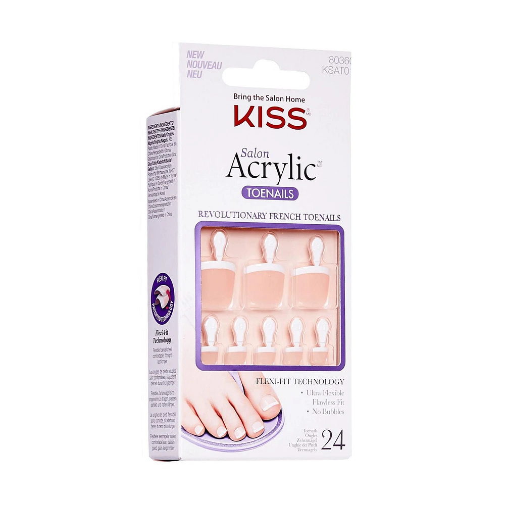 KISS Salon Acrylic - French Toe Nail - Fake Nails, 28 Count, French toe