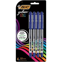 BIC Gel-ocity Gel Stic pens, Medium Point (0.7 mm), blue, 4-Count Pack, perfect for everyday writing at work, school or home