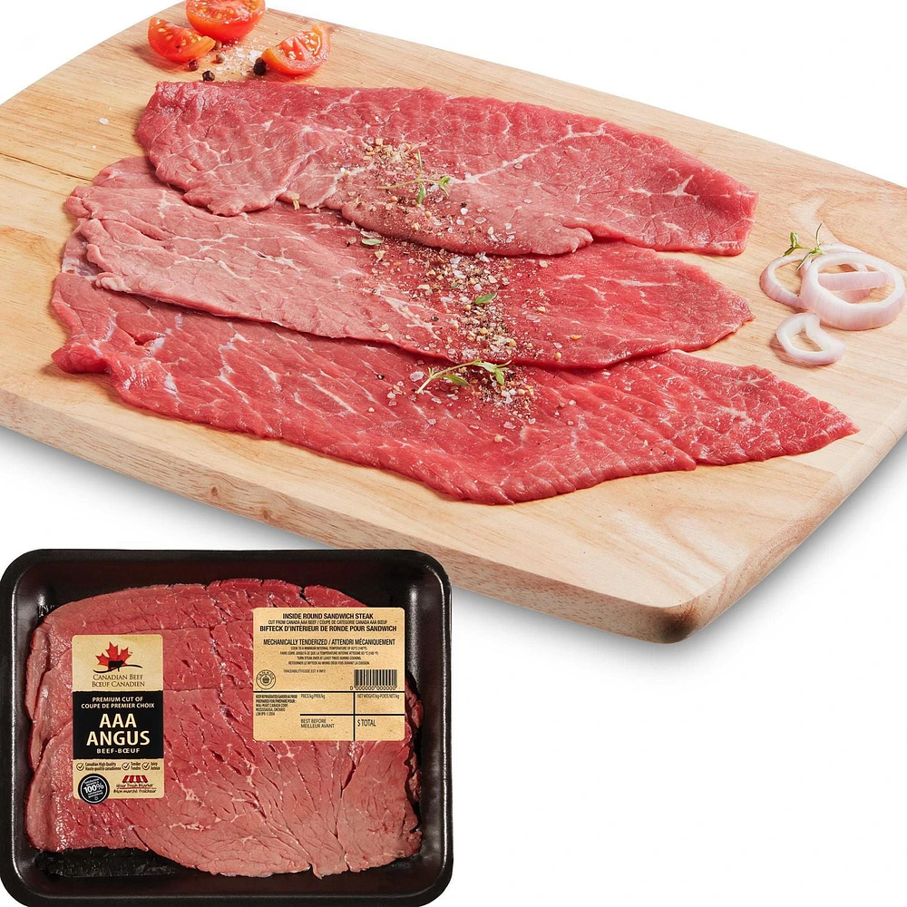 AAA Angus Beef Sandwich Steaks, Your Fresh Market, 2-3 Pieces per tray, 0.25 - 0.55 kg