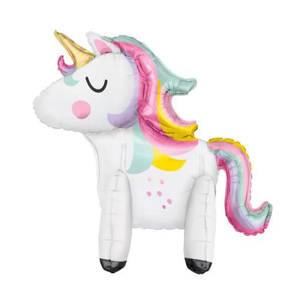 Giant Standing Unicorn Foil Balloon Centerpiece, 30", Reusable, Helium Quality