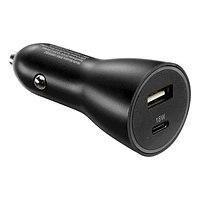 blackweb ™ Fast Charge Lightning to USC-C Power Delivery Dual Port Car Charger (Black), Charge 2 devices at once