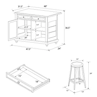 Dorel Living Kelsey Kitchen Island with 2 Stools