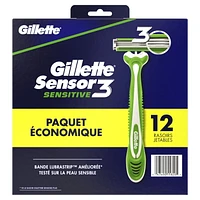 Gillette Sensor3 Sensitive Men's Disposable Razors, Value Pack