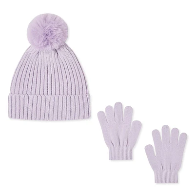 Ensemble 2 pièces avec tuque et gants en tricot George pour filles