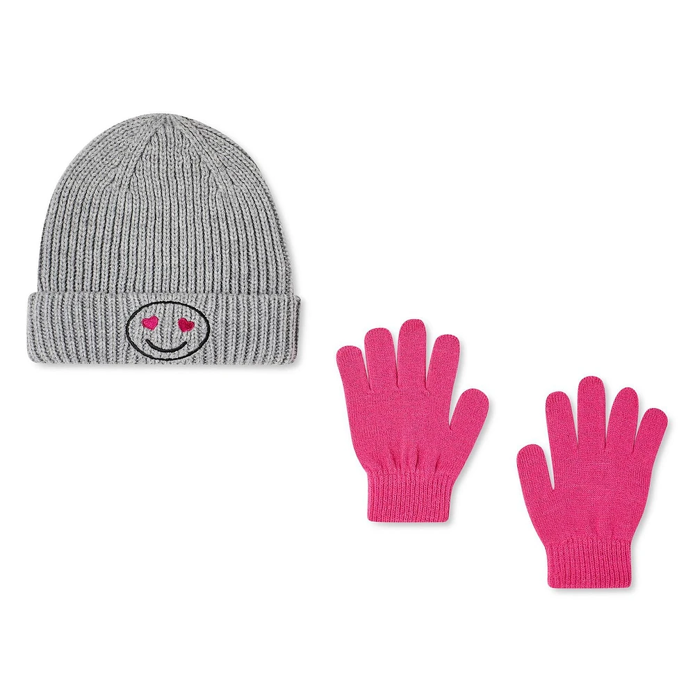 Ensemble 2 pièces avec tuque et gants en tricot George pour filles
