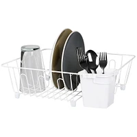 Small Vinyl Coated Wire Dish Rack with Utensil Holder, Black