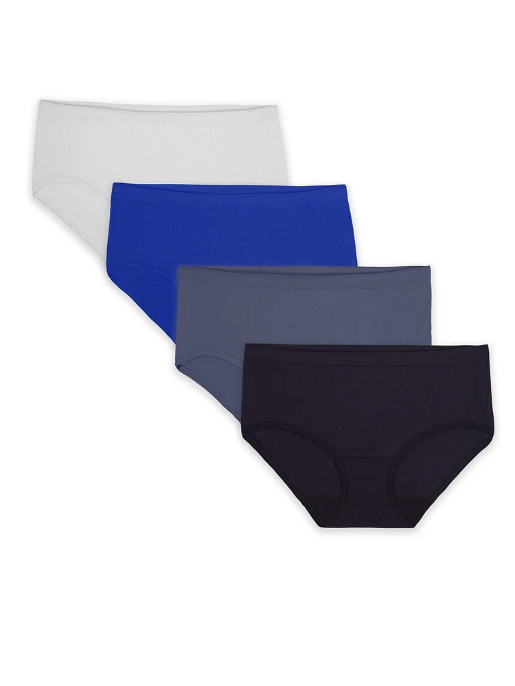 Fruit of the Loom 360 Stretch Seamless Low-Rise Brief Panty, 4-Pack, Sizes: 5-8