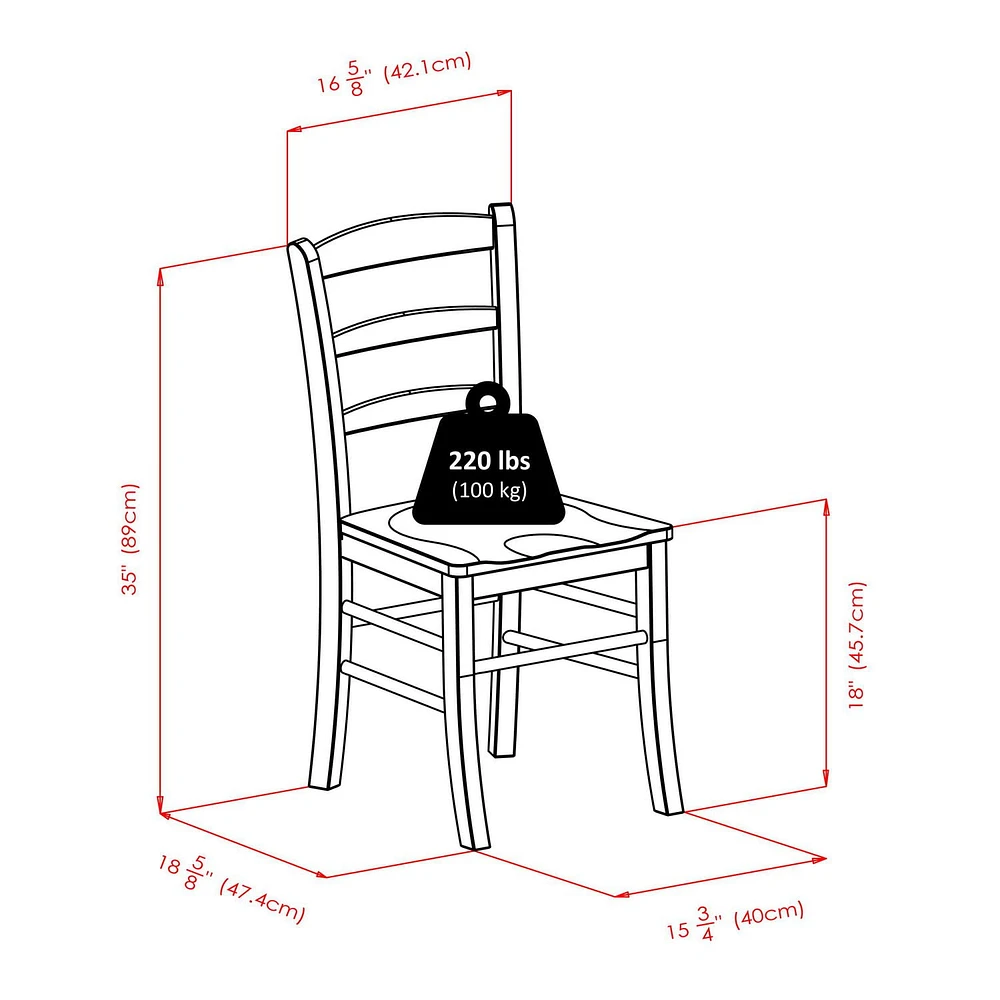 Winsome - Pulman 3PC Extension Table & Ladder Back Chairs