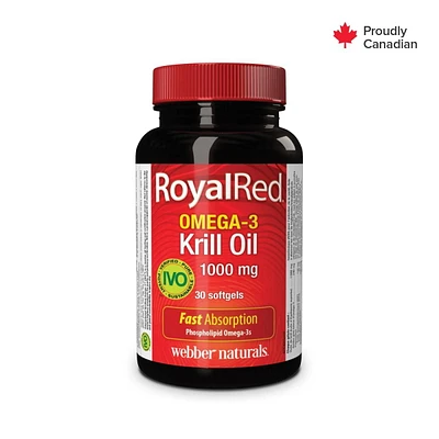 Webber Naturals® RoyalRed® Omega-3 Krill Oil, Extra Strength, 1000 mg, 30 Softgels