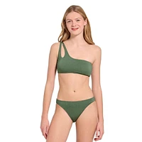 Summer Flirtt Haut de bikini asymétrique asymétrique en lurex piqué pour femme