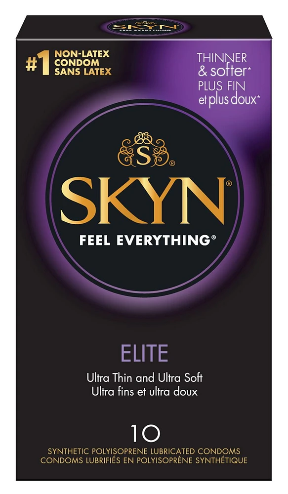 SKYN Elite Lot de 10 préservatifs ultra fins et ultra doux en polyisoprène synthétique, sans latex 10 conservateurs