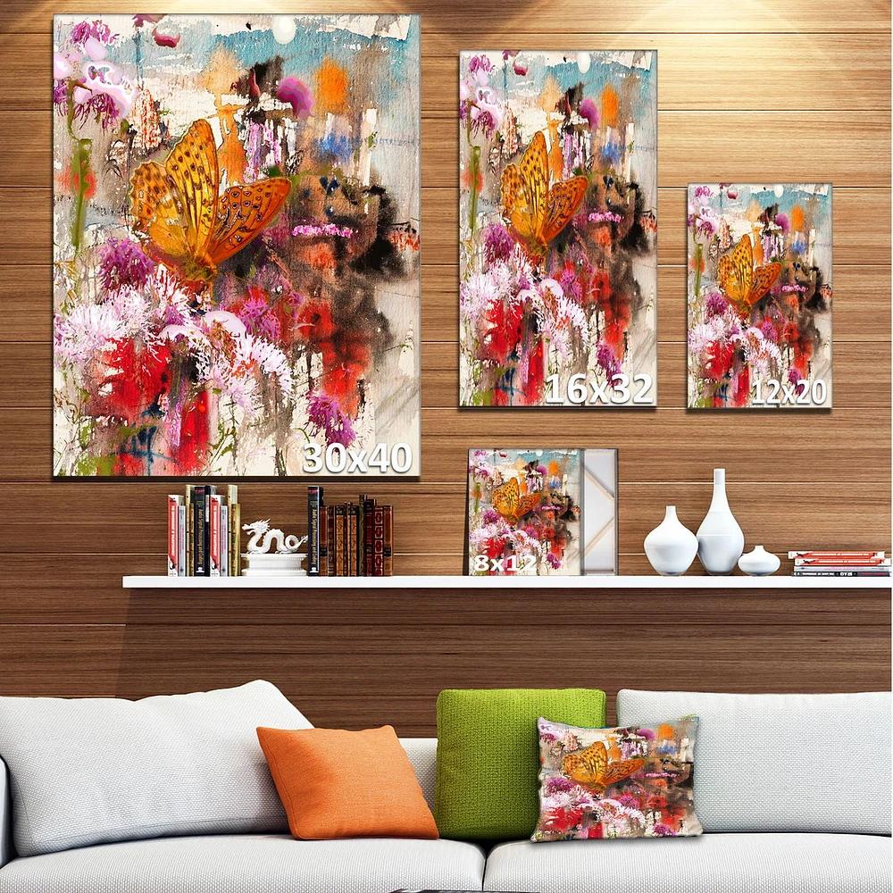 Impression sur toile « Butterfly Drinking Honey » Design Art