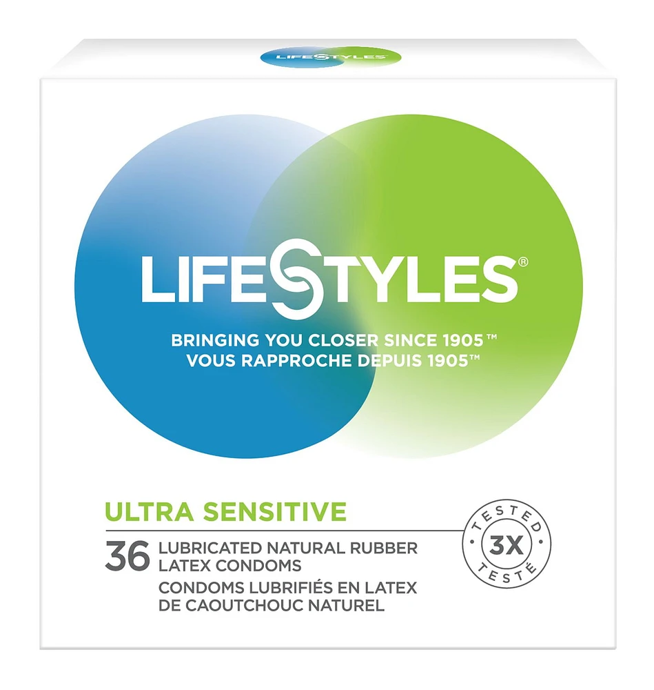 LifeStyles Ultra-Sensitive Condoms – 36 Count – Natural-Feeling, Lubricated Latex Condoms, 36 Latex condoms