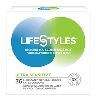 LifeStyles Ultra-Sensitive Condoms – 36 Count – Natural-Feeling, Lubricated Latex Condoms, 36 Latex condoms