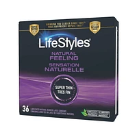 LifeStyles Natural Feeling Premium Lubricated Natural Rubber Latex Condoms 36CT, 36 Latex condoms