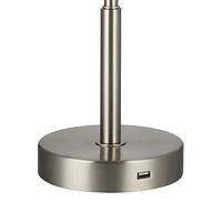 hometrends 20"H Brushed Nickel with USB Charging Port Lamp Base