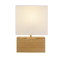 hometrends Faux-Blonde Wood Rectangular Accent Lamp