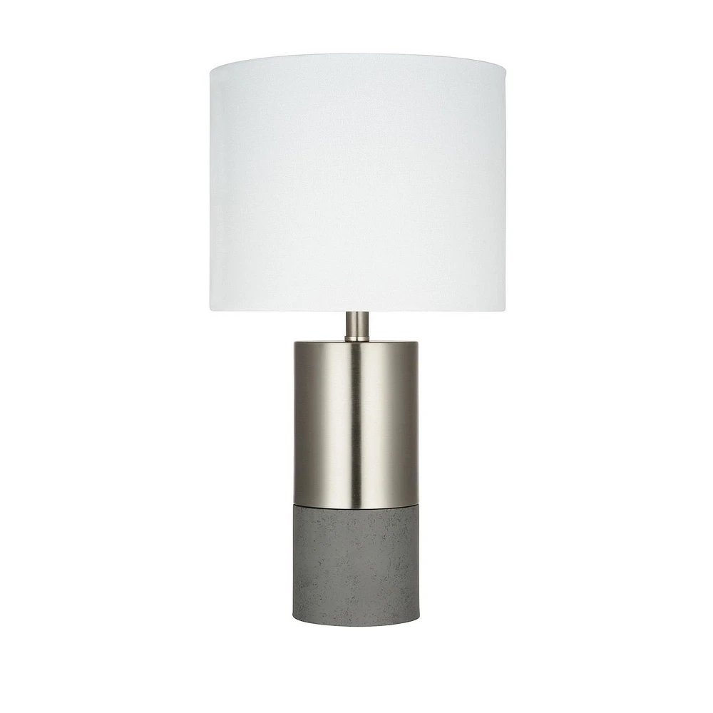 hometrends Brushed Nickel and Faux-Cement Column Table Lamp