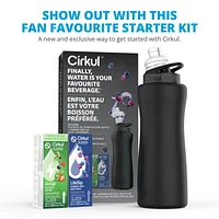 Cirkul Limited Edition 32oz Matte Black Stainless Steel Water Bottle Starter Kit with Black Lid and 2 Flavour Cartridges (LifeSip Blueberry Grape & GoSip Kiwi Berry), Cirkul 32MB SK 2C