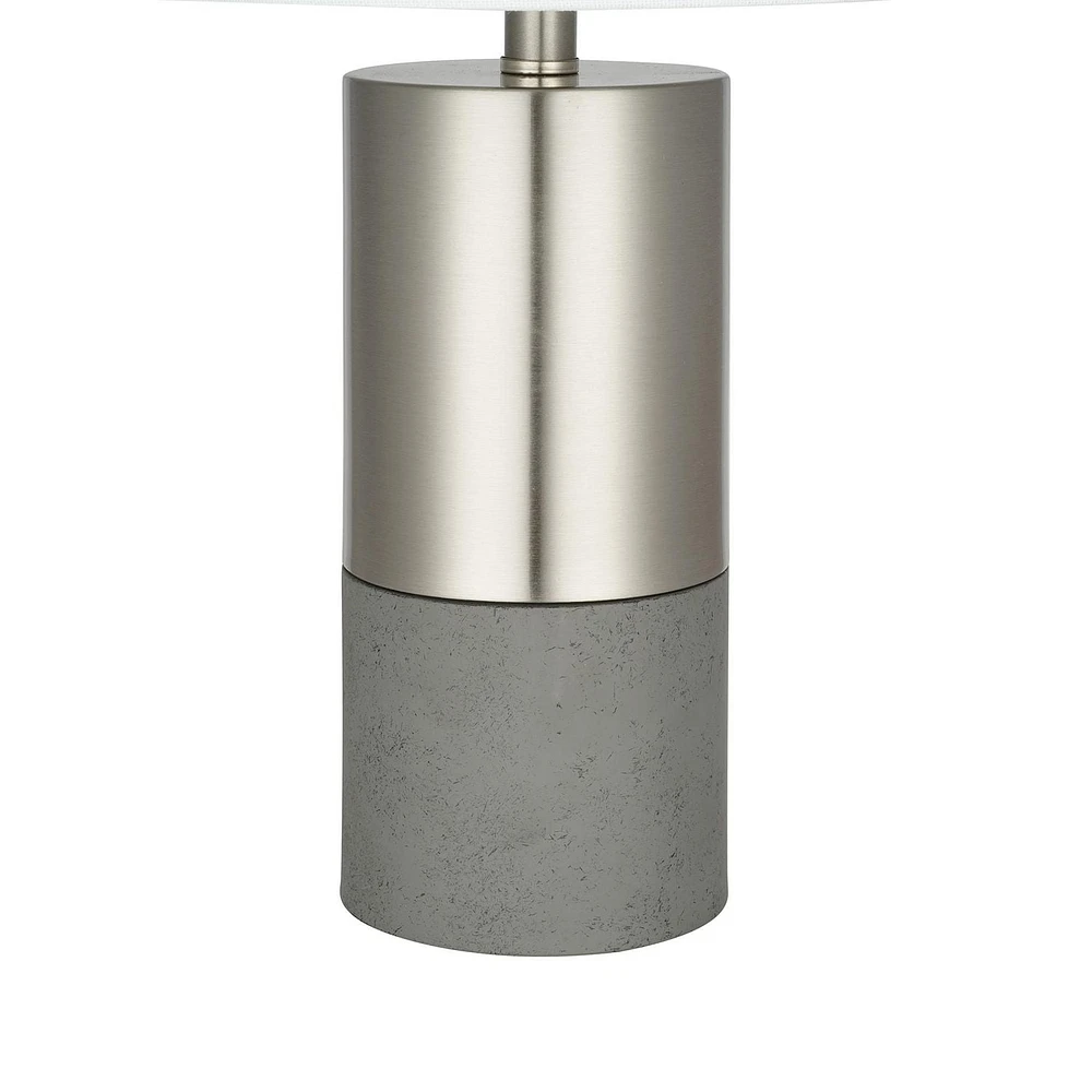 hometrends Brushed Nickel and Faux-Cement Column Table Lamp