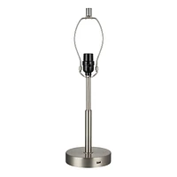 hometrends 20"H Brushed Nickel with USB Charging Port Lamp Base