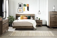 South Shore Flam Complete Bed Queen Natural Walnut and Matte Black