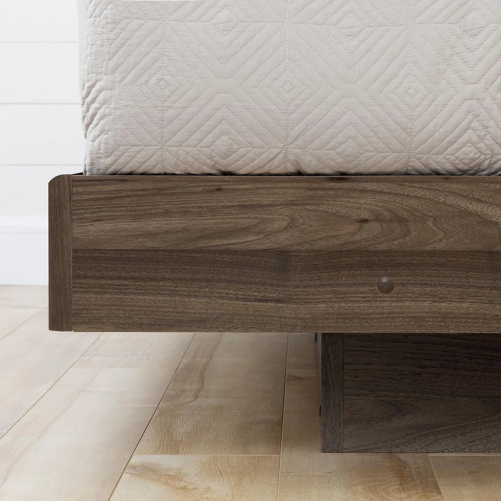 South Shore Flam Complete Bed Queen Natural Walnut and Matte Black