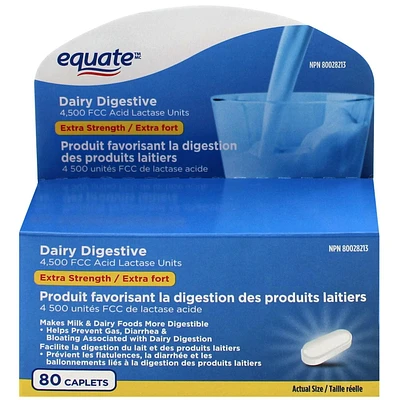 Produit favorisant la digestion des produits laitiers 80 caplets 4500 unites FCC de lactase acide