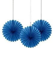 Royal Blue 6" Tissue Paper Fans, 3ct, Dia: 6"