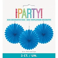 Royal Blue 6" Tissue Paper Fans, 3ct, Dia: 6"