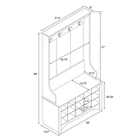 Prepac Manufactured Wood Hall Tree with Shoe Storage