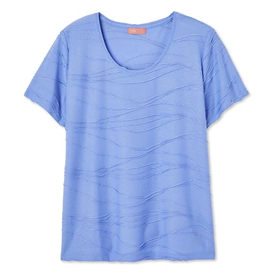 T-shirt avec motif ondulé Iyla Plus pour femmes Tailles 1X-4X