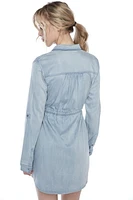 Jeaniologie ™  Button Front Dress - Light Blue Bleach, Size S-XXL