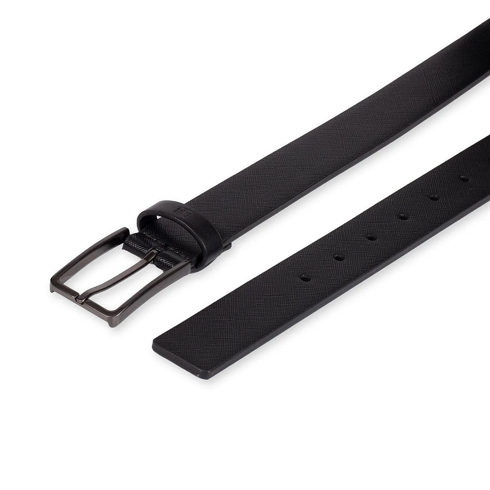Ceinture habillée en cuir saffiano extensible pour hommes Tailored Flex de Haggar