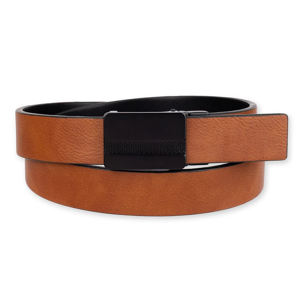 Tailored Flex by Haggar Men's Two-In-One Reversible Textured Plaque Buckle Belt