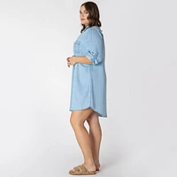 Devoted Taille Plus Femme Robe midi à col décontract