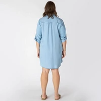 Devoted Taille Plus Femme Robe midi à col décontract