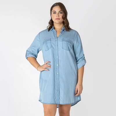 Devoted Taille Plus Femme Robe midi à col décontract