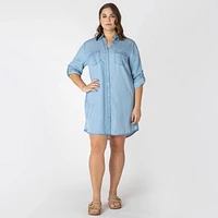 Devoted Taille Plus Femme Robe midi à col décontract