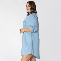 Devoted Taille Plus Femme Robe midi à col décontract
