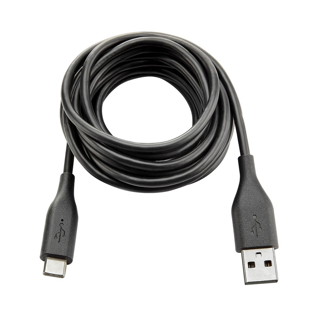 ONN ™ 3 meter USB-A to USB-C 2.0 Charge & Sync Cable (Black), Designed for easy use