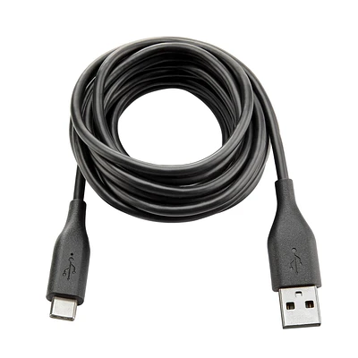 ONN ™ 3 meter USB-A to USB-C 2.0 Charge & Sync Cable (Black), Designed for easy use