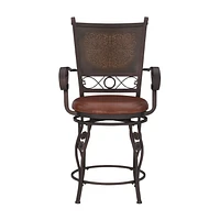 Reed Counter Stool with Arms, Bronze