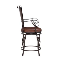 Reed Counter Stool with Arms, Bronze